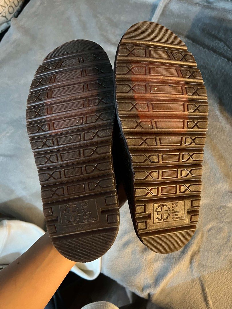 Dr Martens Mules (Category: Casual Shoes) located in Muntinlupa City. Submitted by yungbruh66 (Listing ID 1466720967, Image 3). Description: - Brand: Dr. Martens - Style: Slip-on Mules - Size: EU 41 / UK 7 / US 8 - Color/Pattern: Brown with gold paisley tapestry design - Features: Iconic yellow welt stitching, durable air-cushioned soles, comfortable inner lining - Condition: Excellent pre-loved condition with clean treads.