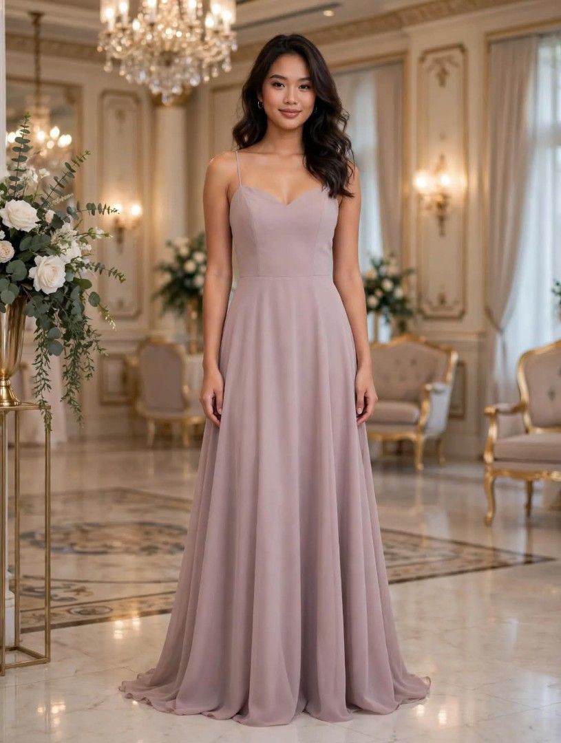 Dusty Mauve Chiffon Long Gown-small (Category: Evening dresses & gowns) located in Manila. Submitted by jollyann_b1990 (Listing ID 1466625518, Image 1). Description: ✨ AVAILABLE FOR SALE ✨ Perfect for weddings, debuts, prom, pageants & other special occasions. Size: [US Size: Small and Medium] Color: [Dusty Mauve] Material: [CHIFFON] Size: Small Bust: 34 inches Waist: 27 inches Length: 60 inches 📍 Pasig 🚚 Delivery available 📩 Send us a message
