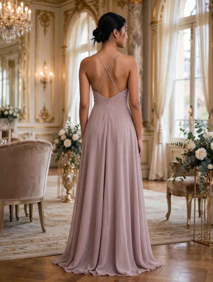 Dusty Mauve Chiffon Long Gown-small (Category: Evening dresses & gowns) located in Manila. Submitted by jollyann_b1990 (Listing ID 1466625518, Image 2). Description: ✨ AVAILABLE FOR SALE ✨ Perfect for weddings, debuts, prom, pageants & other special occasions. Size: [US Size: Small and Medium] Color: [Dusty Mauve] Material: [CHIFFON] Size: Small Bust: 34 inches Waist: 27 inches Length: 60 inches 📍 Pasig 🚚 Delivery available 📩 Send us a message