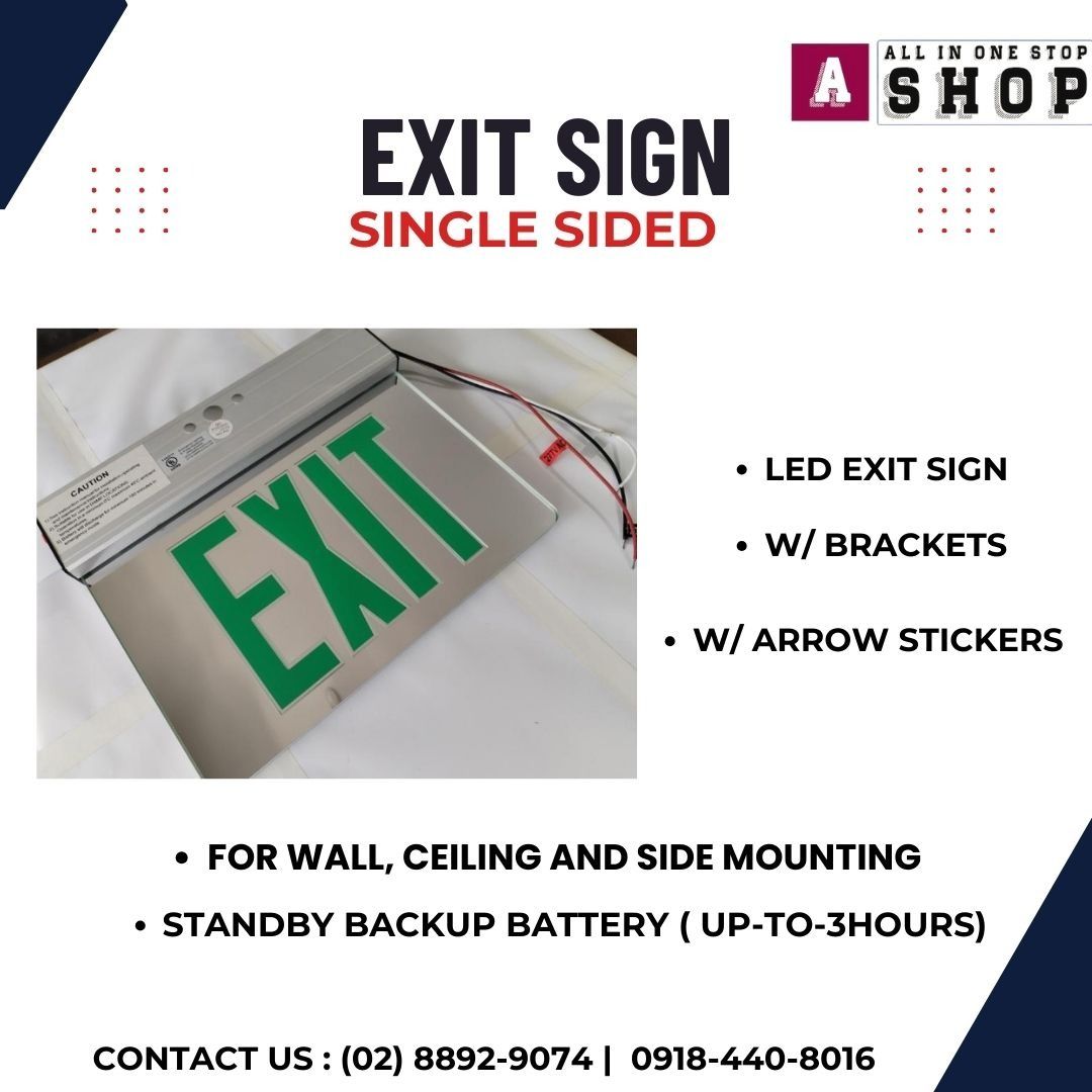 EXIT SIGN – SINGLE SIDED | Emergency Exit Signage | Safety & Directional Sign (Category: Lighting) located in Makati City. Submitted by johnstonecoolingmakati (Listing ID 1466577491, Image 1). Description: For more information about our items, please feel free to send us a message. We’ll be happy to assist you with your inquiries and orders. Thank you for your support! 🤍.