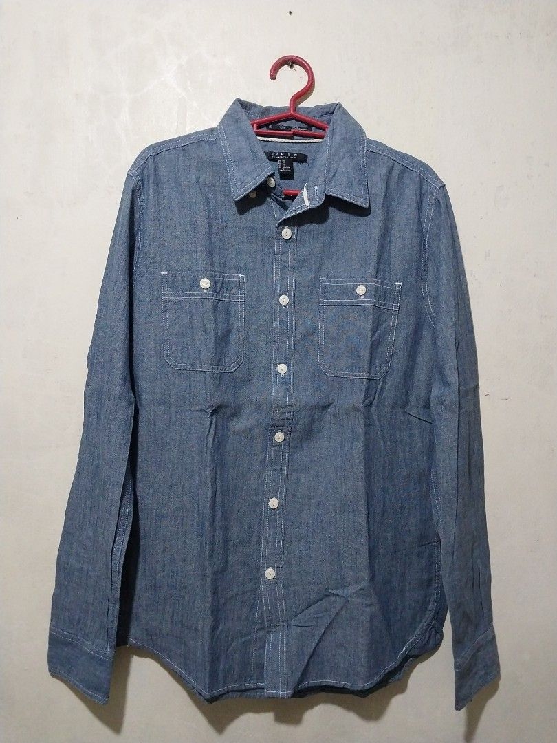 F21 Denim Long Sleeve Shirt (Category: Coats, Jackets and Outerwear) located in Manila. Submitted by PrinceDani.Clothing (Listing ID 1466730607, Image 3). Description: f21 denim long-sleeves xs on tag 20.5in width 28in length excellent condition .