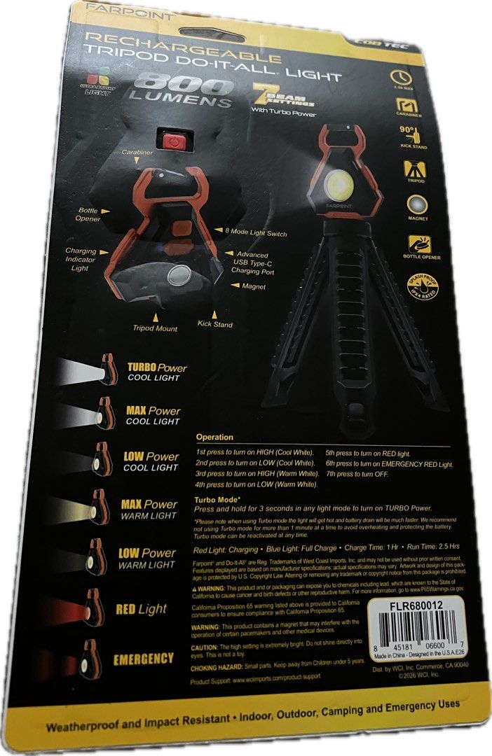 Farpoint Rechargeable Tripod Do it All Light (Category: Lighting) located in Quezon City. Submitted by theluxurycityph. (Listing ID 1466769055, Image 3). Description: Farpoint Rechargeable Tripod Do it All Light is a rugged, weatherproof lighting solution designed to keep you visible and ready—whether you’re setting up camp, tackling an emergency, or heading out for outdoor activities. Built to handle tough conditions, it delivers dependable illu