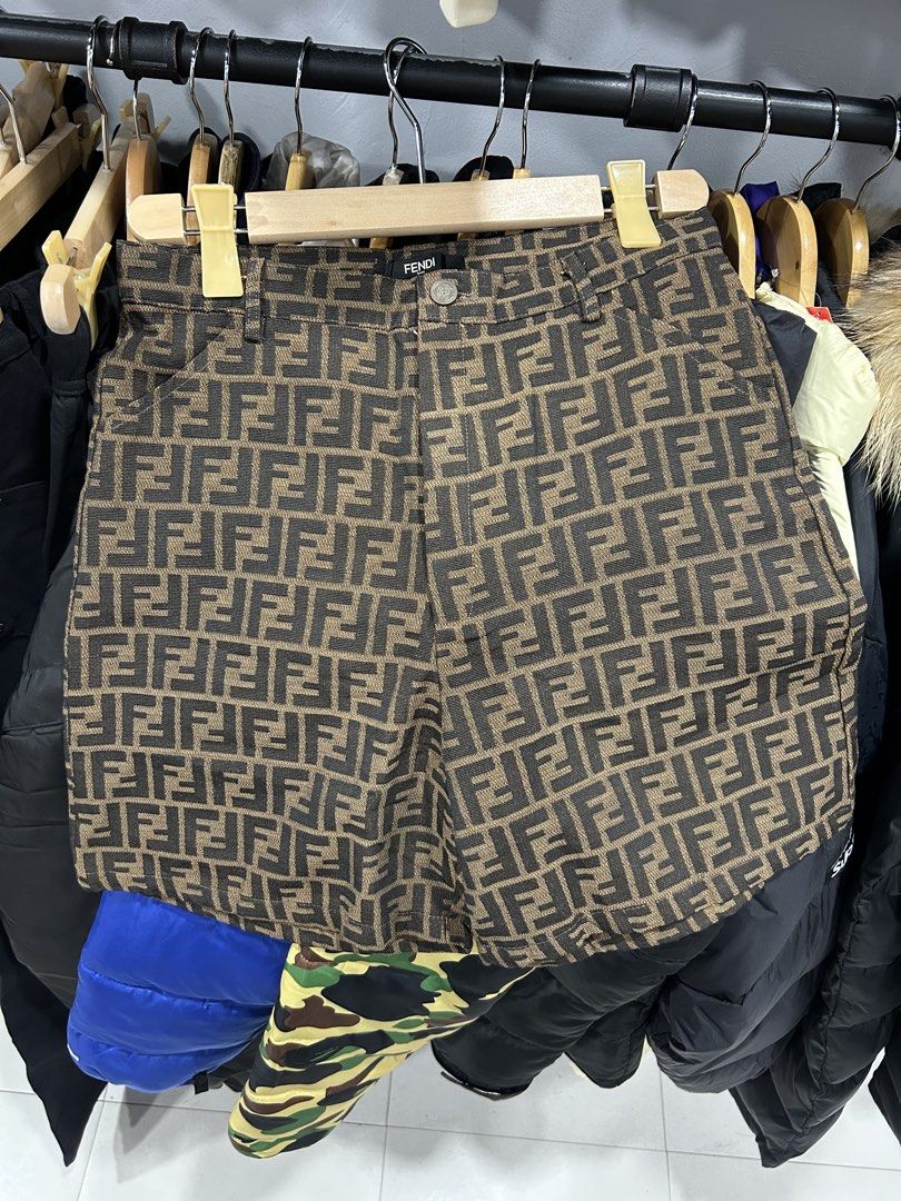 Fendi FF Monogram Brown Jacquard Shorts (Category: Shorts) located in Manila. Submitted by bodegabodega (Listing ID 1466617510, Image 1). Description: Fendi monogram shorts Small 28 waistline 17 length Excellent / like new 4,500.