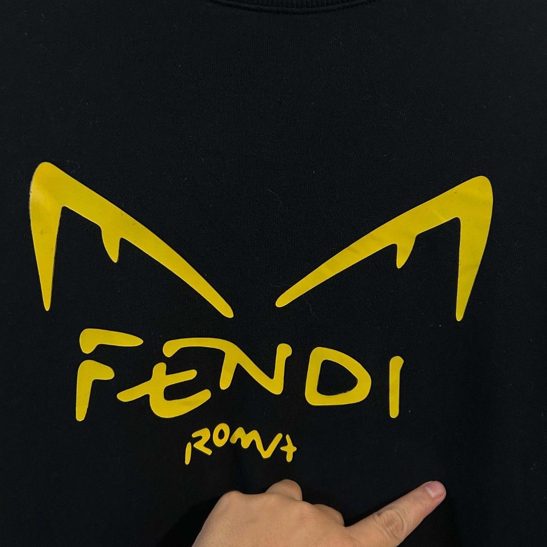 Fendi Yellow Bug Eyes Crewneck (Category: Coats, Jackets and Outerwear) located in Quezon City. Submitted by streetwearandluxph (Listing ID 1466563796, Image 2). Description: Fendi Yellow Bug Eyes Crewneck.