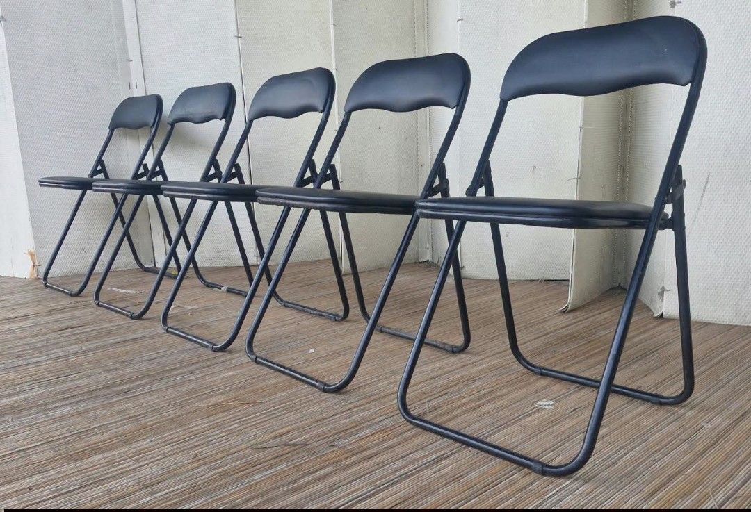 Folding Chair (Category: Chairs) located in Meycauayan. Submitted by marygracecasimiro (Listing ID 1466773197, Image 1). Description: Nitori Folding Chairs L14 x W17 x H18/31 Price: 4,200 take all🩷.