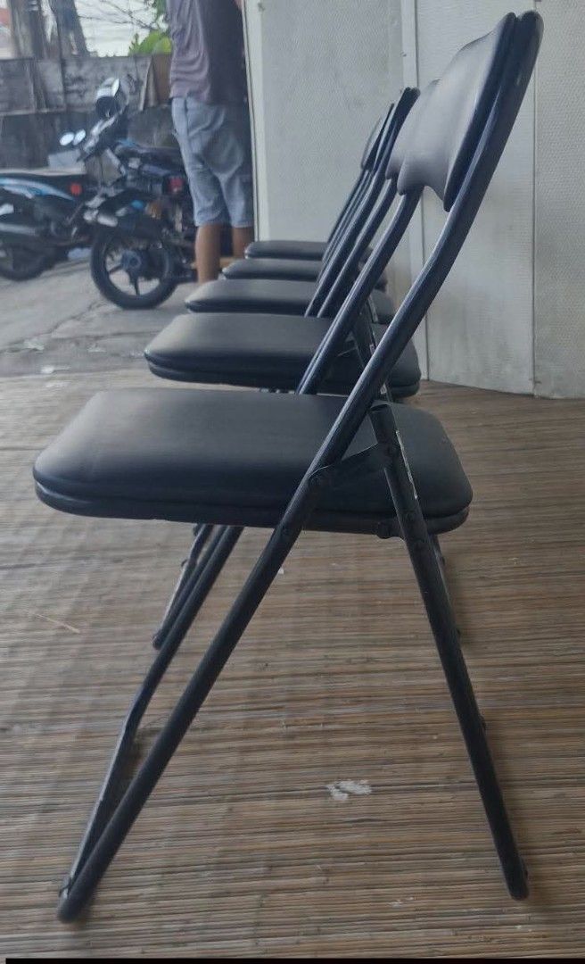 Folding Chair (Category: Chairs) located in Meycauayan. Submitted by marygracecasimiro (Listing ID 1466773197, Image 3). Description: Nitori Folding Chairs L14 x W17 x H18/31 Price: 4,200 take all🩷.