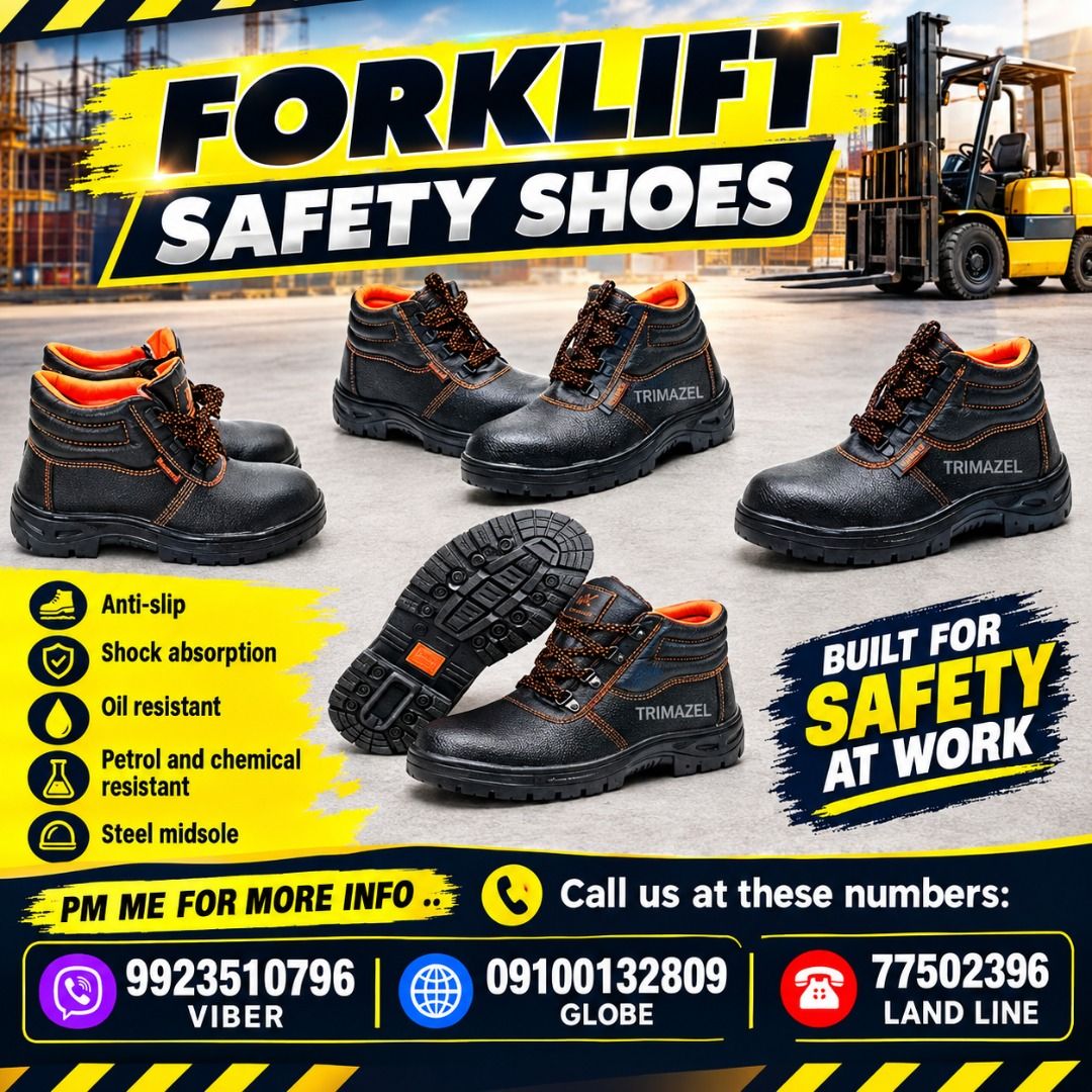 FORKLIFT SAFETY SHOES (Category: Looking For) located in Paranaque City. Submitted by buynowbilikanow (Listing ID 1466629620, Image 1). Description: ✅ Guaranteed lowest price ✅ Quality products ✅ Big discount for bulk orders ✅ 100% LEGIT TRUSTED SUPPLIER! ✅ With Complete Legal Documents ✅ BIR Registered We Supply All Kinds Of PPE Supplies, Raincoat, Hard Hat, Cooler Box, Plastic Trash Bin, Road Barriers, Kayak Boats, Crystal Kayak, Traffic Cone, 
