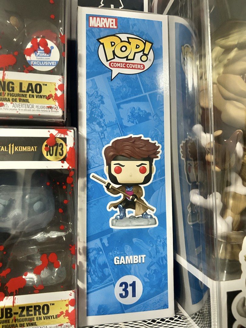 Funko Pop Comic Covers Marvel Gambit #31 Vinyl Figure (Category: Designer & Blind Box Toys) located in Manila. Submitted by dckardz (Listing ID 1466742132, Image 1). Description: - Item: Funko Pop! Marvel Comic Covers - Gambit (#31) - Condition: Brand new, kept in protective box - Design: Features classic Gambit look with trench coat and staff, set against a stylish comic art background - Perfect for: Marvel and X-Men collectors - Meetup or shipp