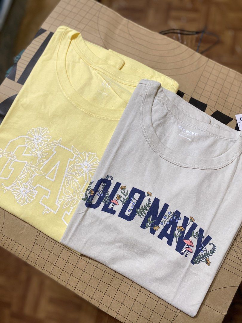 Gap and Old Navy Floral Graphic T-Shirts Bundle (Category: Shirts) located in Batangas. Submitted by lux_kimmy (Listing ID 1466735538, Image 1). Description: - Set of 2 cute graphic tees (Yellow Gap tee & Cream Old Navy tee) - Features floral, daisy, and adorable tiny mushroom designs - Classic crew neck and short sleeve fit - Super comfortable for daily casual wear Available sizes: XS Small Med Large XL 2XL Bundle Price: ₱799 Authentic from US.