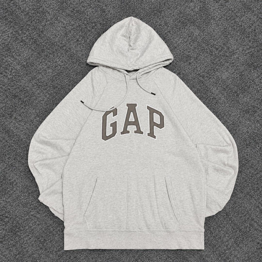 GAP Arch Logo Heather Gray Hoodie (Category: Hoodies) located in Bay. Submitted by ndrwthrift (Listing ID 1466764368, Image 1). Description: GAP Arch Logo Heather Gray Hoodie Condition - 9/10 Size - Large on tag Dimes - L 28" W 21" Color Rate - 9/10 Issue - Small dot stain (Needs Wash) *meet up or shipping via lalamove (buyer's expense) *can ship nationwide via j&t.
