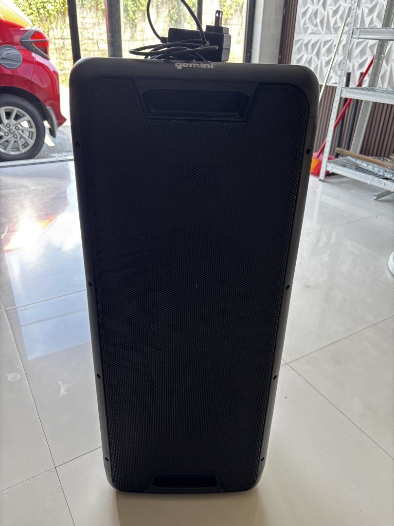 Gemini GLS-880 Bluetooth Party Speaker (Category: Soundbars, Speakers & Amplifiers) located in Cavite. Submitted by blackandred (Listing ID 1466744958, Image 3). Description: Gemini GLS-880 Bluetooth party speaker packing 1000W peak power with dual 8-inch woofers. Includes dynamic RGB lighting, 16-hour battery life, karaoke inputs, mic in, guitar in, line in, FM radio antenna, and USB port. Power adapter included. Great sound for indoor and outdo