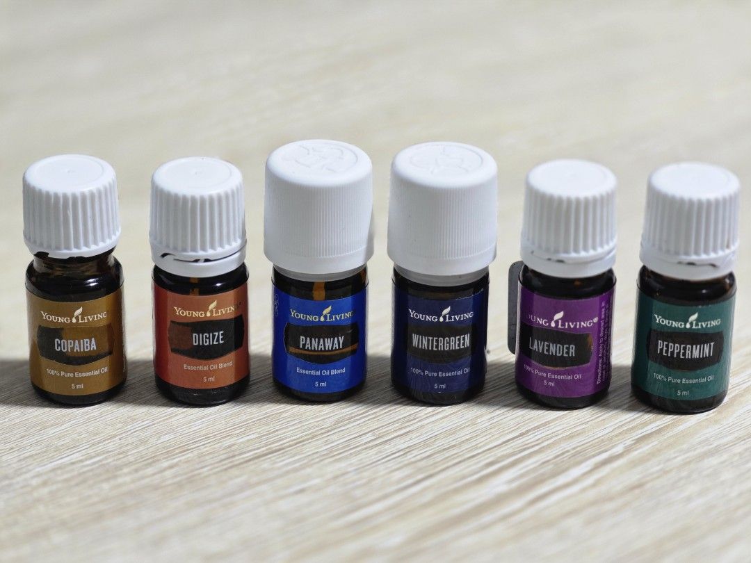 Get ALL 6: Assorted Young Living Essential Oils (Category: Home Fragrance) located in Quezon City. Submitted by uamb45944 (Listing ID 1466720361, Image 1). Description: GET ALL: Copaiba, Digize, PanAway, Wintergreen, Lavender, and Peppermint UNOPENED: Lavender, Peppermint OPENED: Copaiba, Digize, PanAway, Wintergreen For the opened bottles, please check the individual photos for the remaining amount..