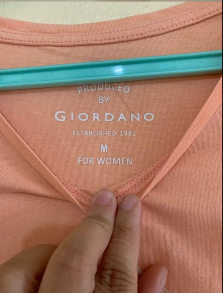 Giordano Shirt Womens (Category: Blouses) located in Valenzuela. Submitted by clickandshoppreloved (Listing ID 1466618783, Image 3). Description: Giordano Shirt Womens Onhand, Original Medium Ontag, (25L x 15W) Color : Peach (Excellent Condition, Good As New).