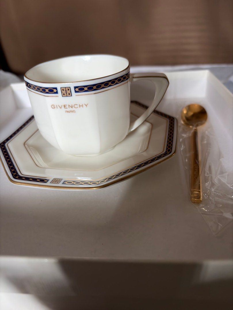 Givenchy & George Cinq Paris 2 sets (Category: Coffee & Tea Tableware) located in Taytay. Submitted by lovelymarish (Listing ID 1466602178, Image 3). Description: Authentic Givenchy & George Cinq Paris Tea Cups, Saucers, Teaspoons Set of 2 Pieces Porcelain.