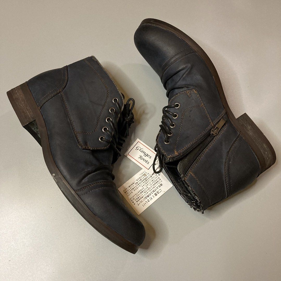 Glanges Roots Japanese Wrinkled Boots (Category: Boots) located in Malaybalay. Submitted by spl3ndd_artifacts (Listing ID 1466773600, Image 2). Description: Size 41 on tag but can fit 42 Issue: BakBak inner lining.