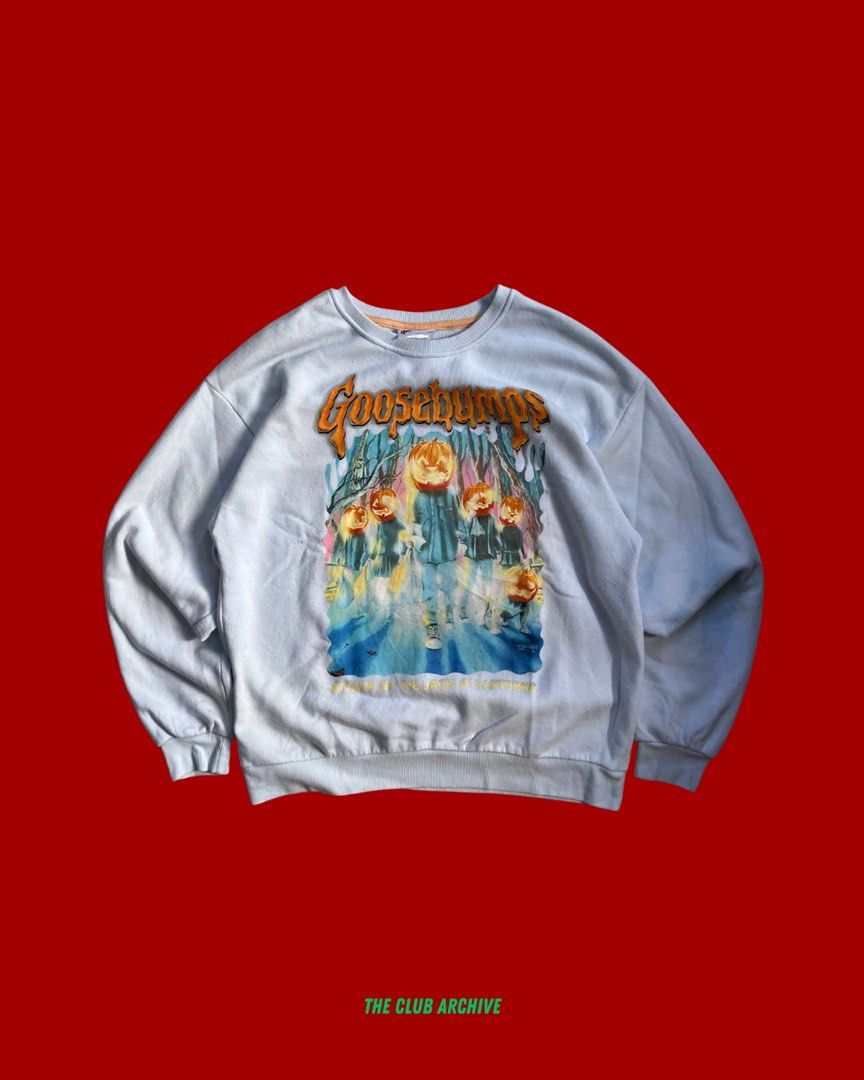 Goosebumps Graphic Sweater (Category: Coats, Jackets and Outerwear) located in Bacolod City. Submitted by danielle5_ (Listing ID 1466582164, Image 1). Description: Medium, 21x25 Flaws: himulmul (will remove it) Mine: 300.