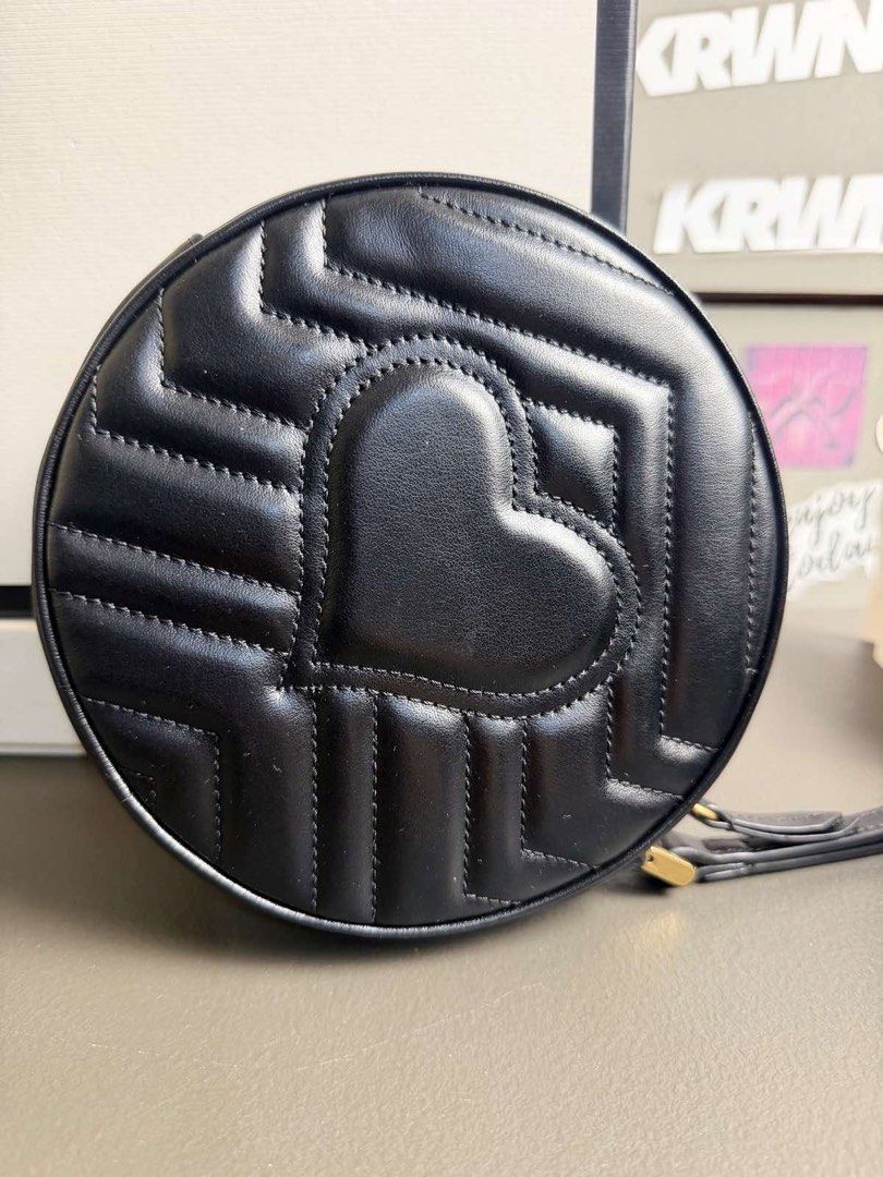 Gucci marmont round mini (Category: Luxury Bags & Wallets) located in Manila. Submitted by harveybirosel (Listing ID 1466567481, Image 1). Description: Gucci Marmont Round Mini Bag Wristlet in Black Matelassé Calfskin 20k (pwede sa maselan ) Pwede layaway Lalamove /LBC Meycauayan Bulacan / Malabon.