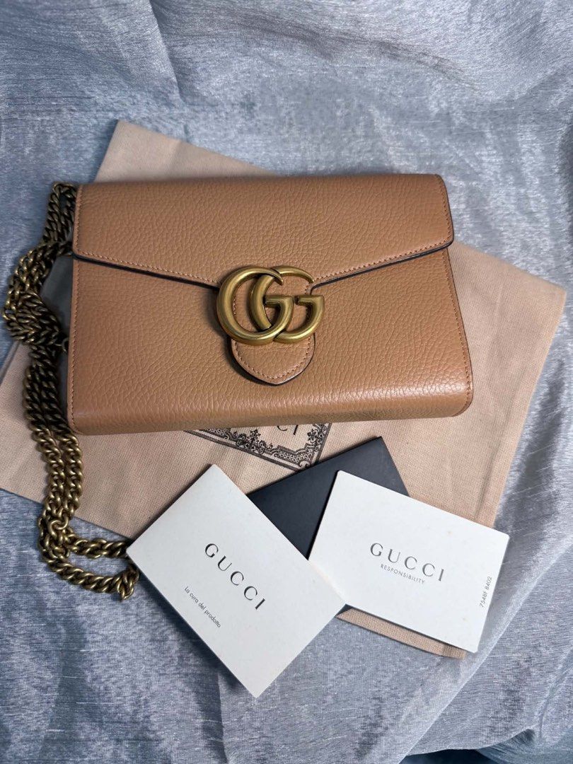 Gucci Marmont Wallet on Chain WOC (Category: Luxury Bags & Wallets) located in Manila. Submitted by hautology (Listing ID 1466726506, Image 1). Description: Gucci Marmont Wallet on Chain - Comes with dust bag, cards - Slightly used .