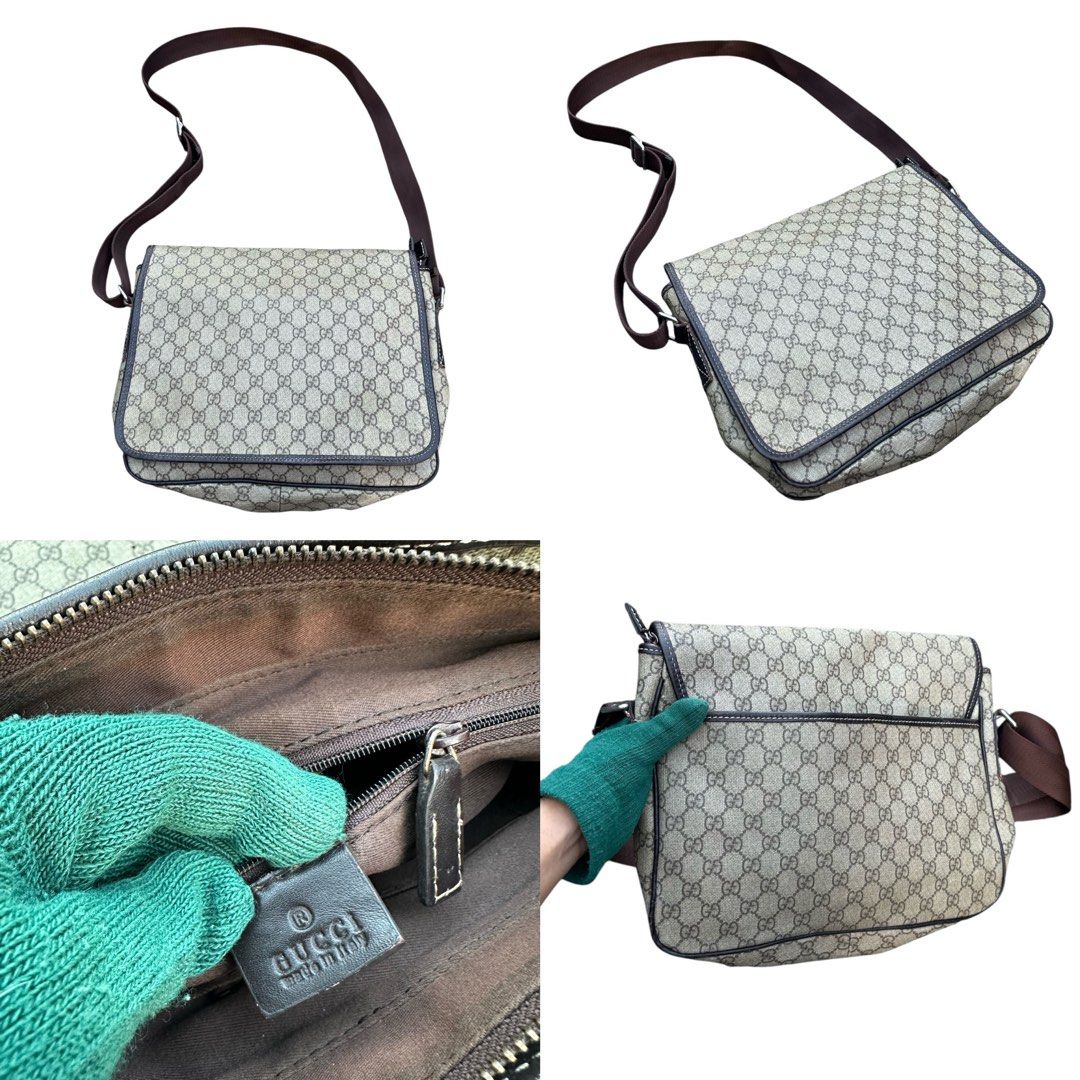 GUCCI Messenger Bag (Category: Cross-body Bags) located in San Fabian. Submitted by rei_aniels (Listing ID 1466702907, Image 1). Description: Gucci Excellent Condition Made in ITALY Sling bag Adjustable Strap Medium sizw Messenger Bag Gg Under zip .