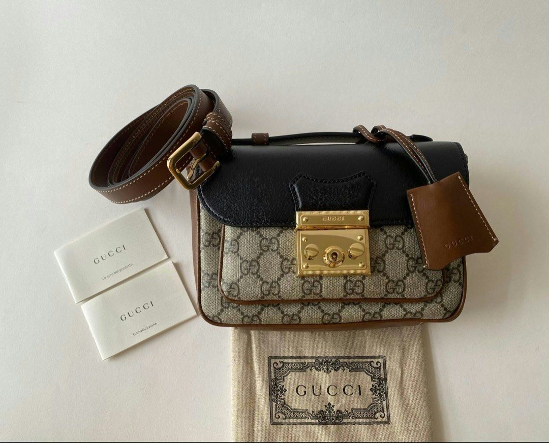 Gucci Padlock GG Supreme Shoulder Bag (Category: Luxury Bags & Wallets) located in Manila. Submitted by lovejess (Listing ID 1466729720, Image 1). Description: 98% new store price 150k+ Dimensions - 8"x6"x2" Top handle - 2" Drop Adjustable and detachable strap with cards and dustbag .