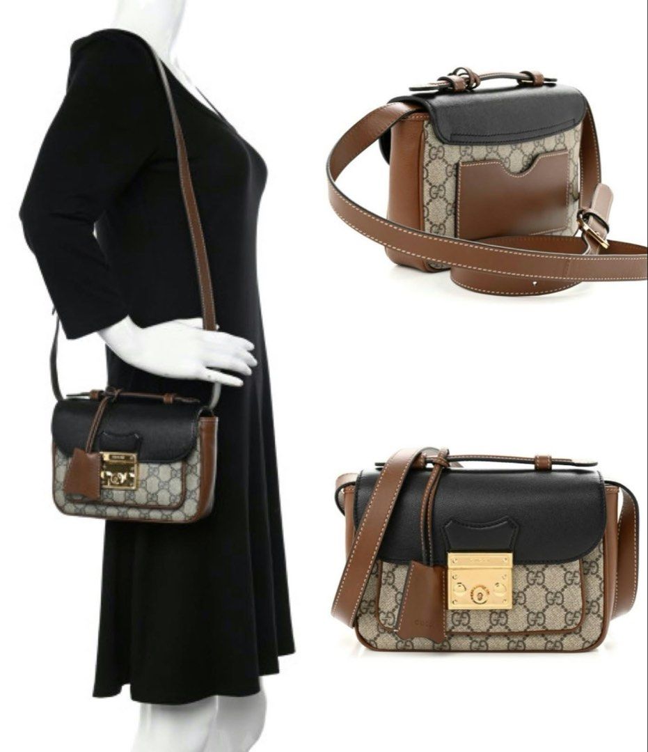 Gucci Padlock GG Supreme Shoulder Bag (Category: Luxury Bags & Wallets) located in Manila. Submitted by lovejess (Listing ID 1466729720, Image 3). Description: 98% new store price 150k+ Dimensions - 8"x6"x2" Top handle - 2" Drop Adjustable and detachable strap with cards and dustbag .
