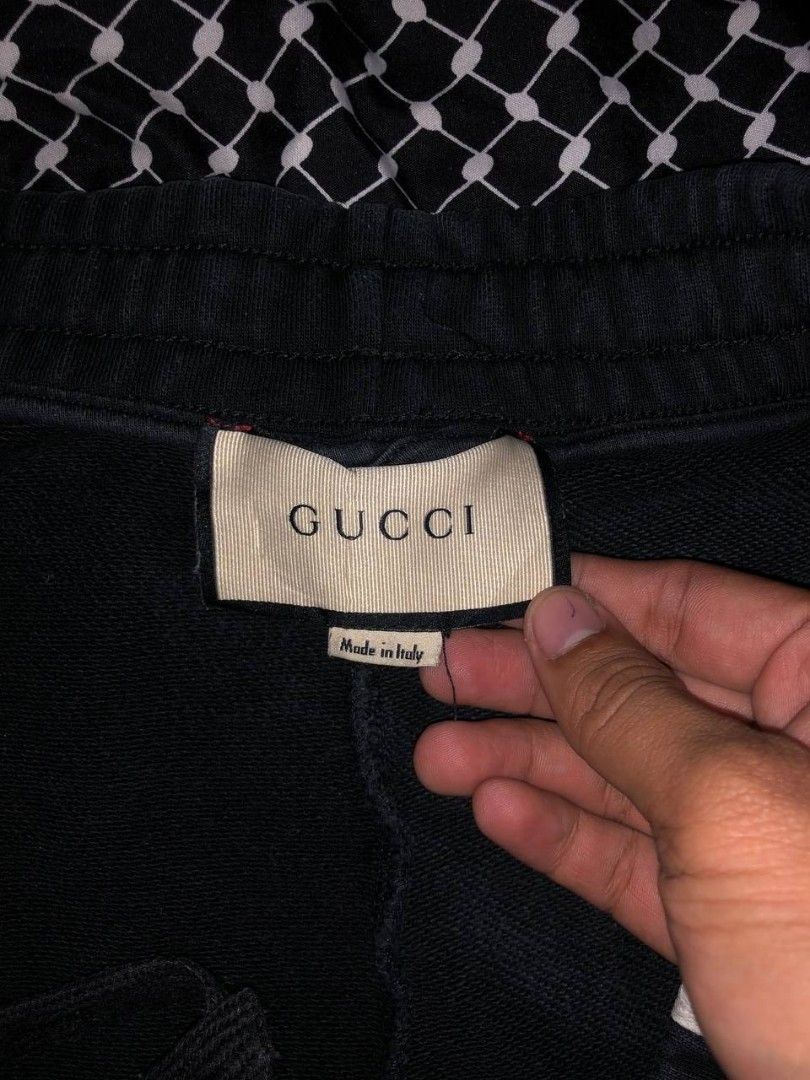 Gucci Shorts (Category: Shorts) located in Romblon. Submitted by teppthrift. (Listing ID 1466728419, Image 3). Description: -waist 34 - 9/10 condi - Premium ribbed texture along the cuffs and waistband - Crafted in Italy from high-quality cotton - Classic designer streetwear piece, perfect for elevated casual looks.