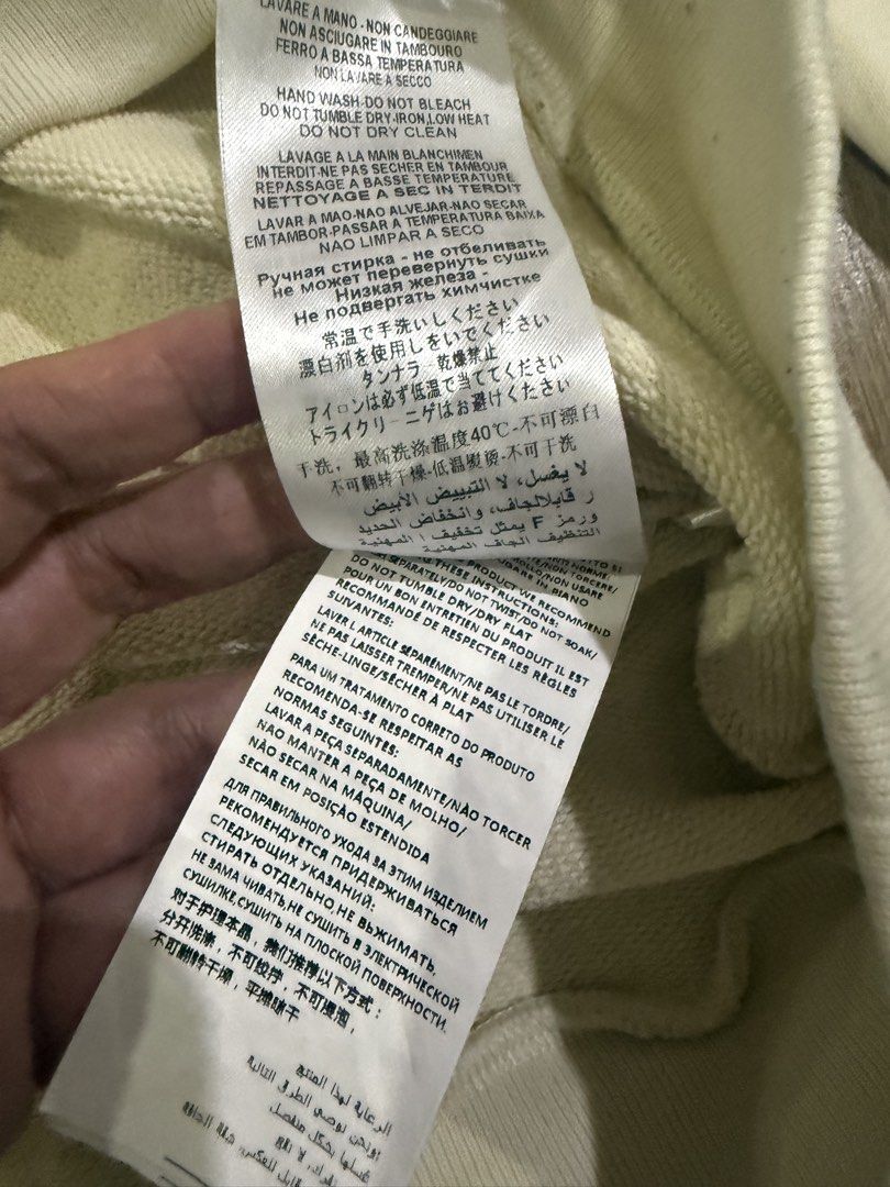 Gucci Sweatshirt (Category: Coats, Jackets and Outerwear) located in Tagaytay City. Submitted by prelovedbytmj (Listing ID 1466618176, Image 3). Description: Gucci Sweatshirt. Colot Beige. Size Large. Outsourced in Japan. Removed tag na po. Distress Design.