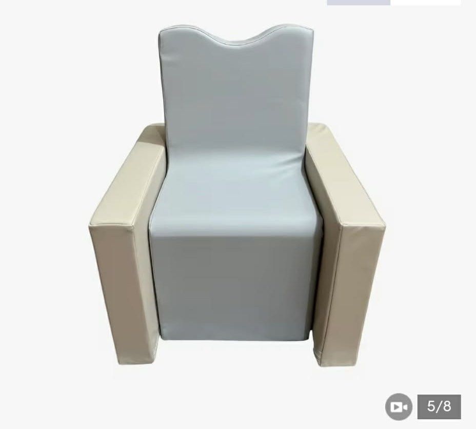 Hamlet Modular Soft Foam Children Chair and Table Set (Category: Kids Tables & Chairs) located in Baras. Submitted by vale831 (Listing ID 1466722933, Image 2). Description: - 3-piece modular kids' play furniture set in modern grey and beige - Includes 1 curved backrest armchair and 2 side arches (use as tables or stools) - Lightweight foam core is safe and easy for toddlers to move around - Wipe-clean synthetic leather covering for quick and hass