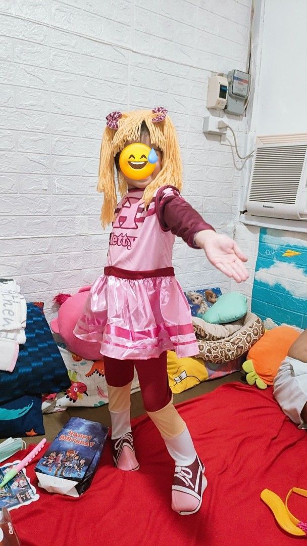 Hetty Jollibee Costume Full Set With Wig (Category: Sets or Coordinates) located in Manila. Submitted by rackierocomora (Listing ID 1466647759, Image 1). Description: - Complete Pink Hetty costume set for young children - Includes vibrant pink dress, matching leggings, blonde yarn pigtail wig, and shoe covers - Features a fun pink and maroon color combination - Ideal for parties, dress-up play, and Halloween events - Condition: Used Twice For 4-5