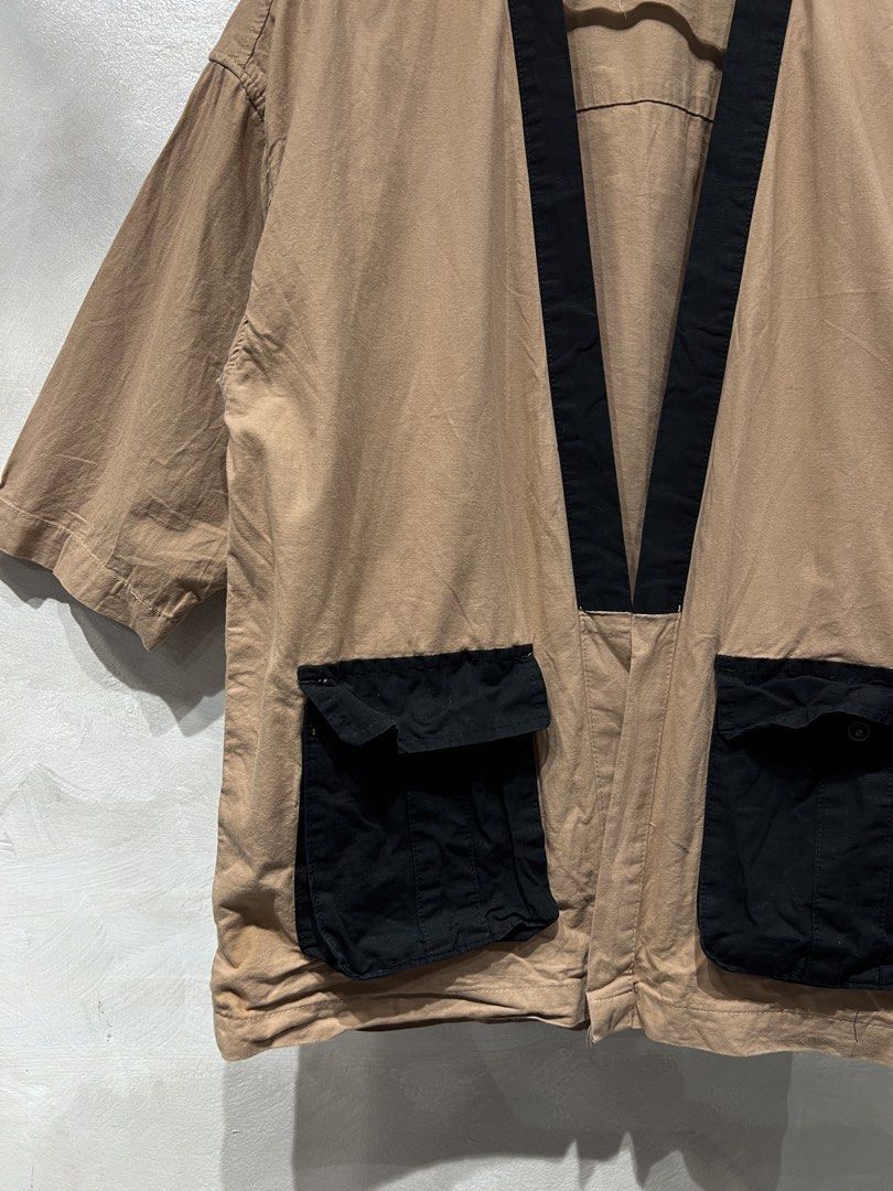 Hisso - Tan Kimono Japan Style Jacket (Category: Coats, Jackets and Outerwear) located in Quezon City. Submitted by cityboycrates_ph (Listing ID 1466660415, Image 3). Description: Size: M Material: Cotton Made In: China Condition: Excellent Color rate: 9.5/10 Issue: 9.5/10 Exact metrics shared upon inquiry. Take a quick moment to double-check the size & condition. Once an order is placed and confirmed, we may not be able to make changes or offer 