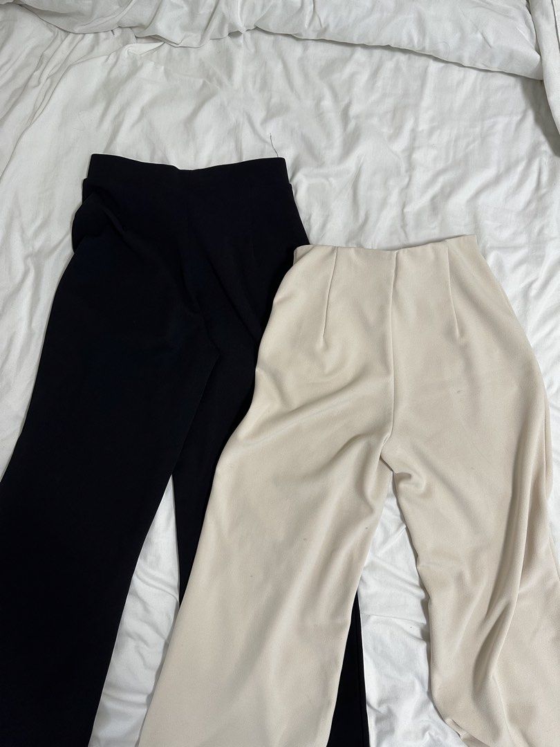 H&M Button-Front Pants (Black & Beige) (Category: Other Bottoms) located in Marikina City. Submitted by thriftythreadsco (Listing ID 1466580662, Image 3). Description: Selling both for 1K only! Very pretty and perfect for petites/Asians. Size XS on tags but can fit a small too (since it’s a stretch fabric) No lints, just light discoloration on the gold buttons but not really noticeable as the button style is vintage. Beige one has a few light spo