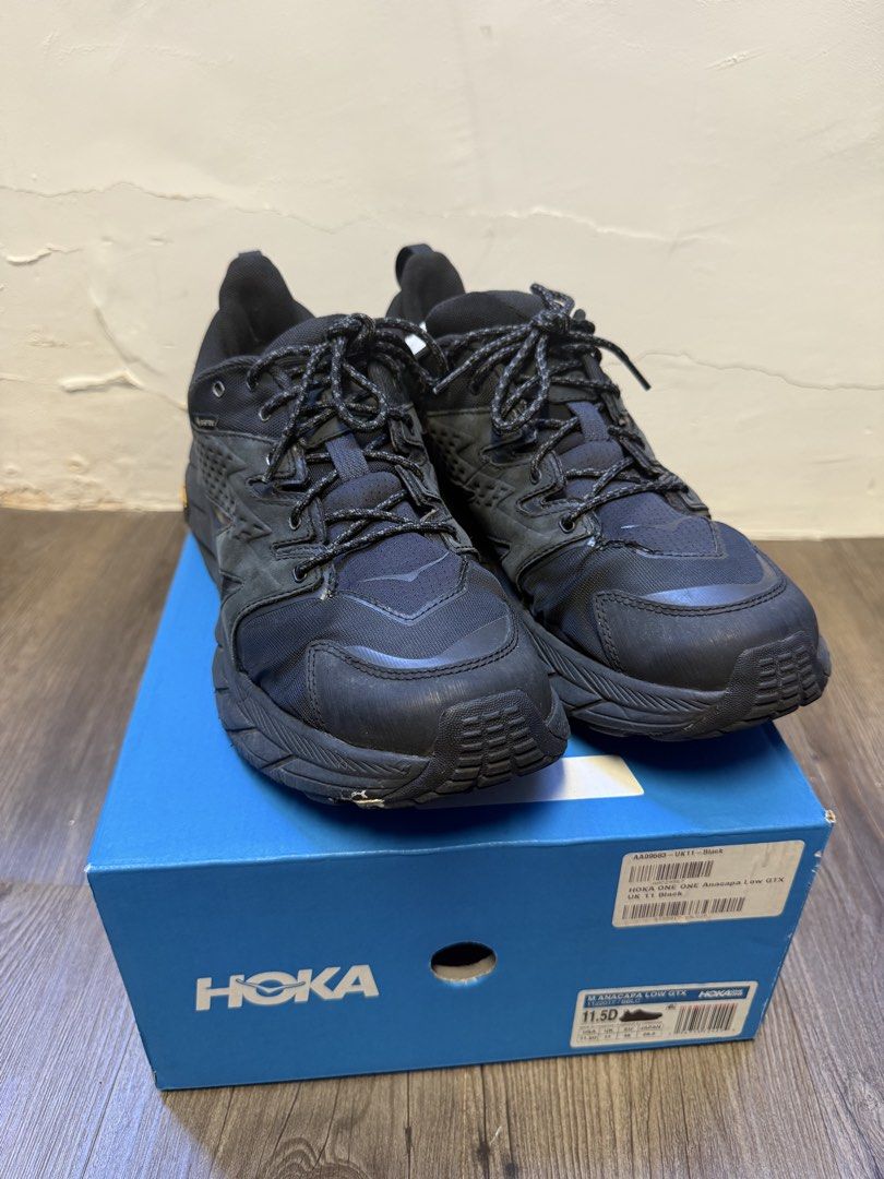 Hoka Anacapa Low GTX Black Mens Size US11.5 （分類：波鞋）位於 Hong Kong。 由 c_f_d_f_c 提交（商品編號 1466662062，圖片 1）。簡介： Hoka Anacapa Low GTX (Black) in US 11.5 / EU 46. Waterproof trail shoes with Vibram outsoles. Worn a few times, excellent tread condition. Includes original box.。