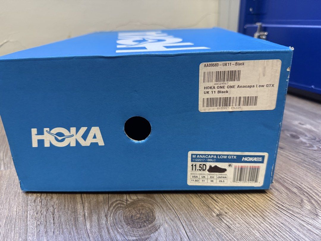 Hoka Anacapa Low GTX Black Mens Size US11.5 （分類：波鞋）位於 Hong Kong。 由 c_f_d_f_c 提交（商品編號 1466662062，圖片 3）。簡介： Hoka Anacapa Low GTX (Black) in US 11.5 / EU 46. Waterproof trail shoes with Vibram outsoles. Worn a few times, excellent tread condition. Includes original box.。