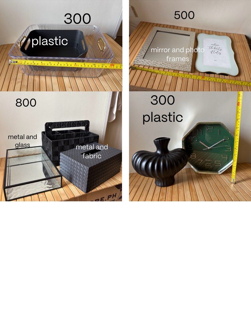 HOME DECOR ITEMS (Category: Vases & Decorative Bowls) located in Manila. Submitted by leahkim.orsolino (Listing ID 1466601579, Image 2). Description: • ALL BRAND NEW but no longer have boxes/packaging • Used as a props only • Selling them as a bundle • Last price posted and their material • Items are from Landmark, SM Dept, Ikea and others • DM for questions.