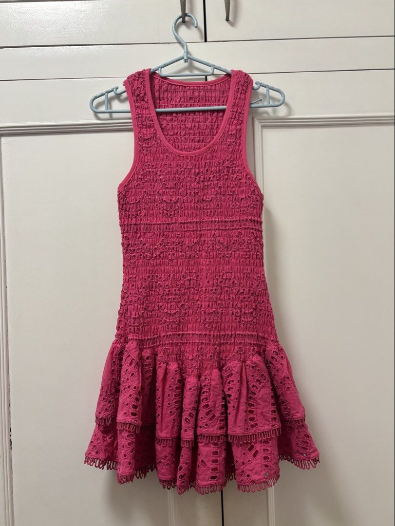Hot Pink Eyelet Dress (Category: Dresses) located in Muntinlupa City. Submitted by shigglegitter27 (Listing ID 1466719968, Image 1). Description: beautiful when worn!! price is negotiable, item is still in great condition and size is XS :).