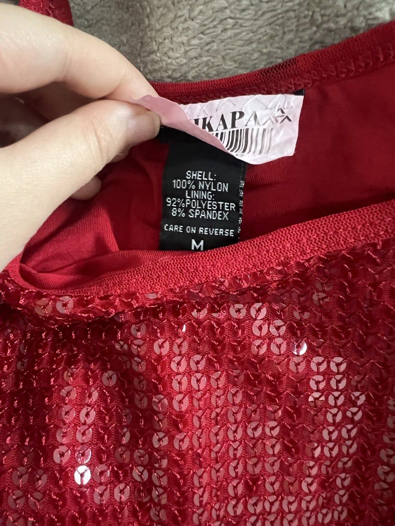Hot Red Sequined Y2k Party Top (Category: Sleeveless) located in Manila. Submitted by recobyyna (Listing ID 1466592626, Image 2). Description: No issues Size Med .