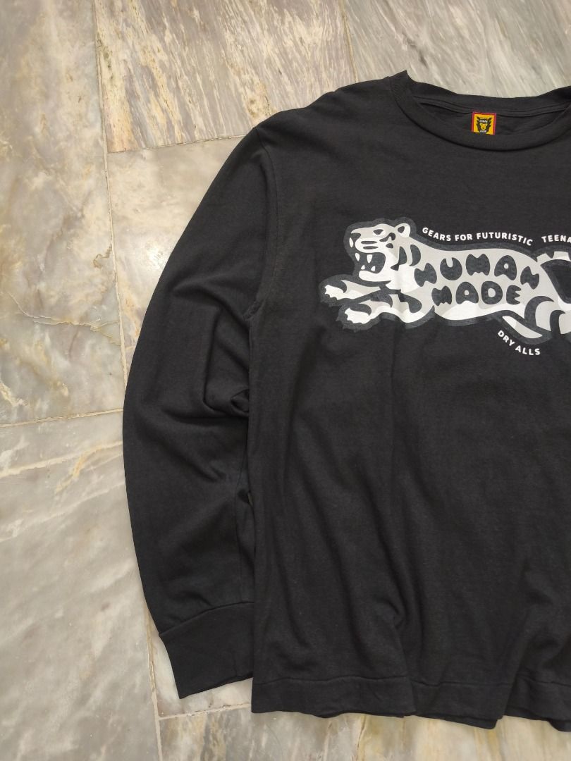 Human Made Tiger L/S T-Shirt (Category: Tshirts & Polo Shirts ) located in Lucena. Submitted by 0174.archive (Listing ID 1466683864, Image 2). Description: very good used condition no flaws cut size & wash tag / care tag but this is legit 100% Actual Measurements (inches) Chest (pit to pit): 21.5 Length: 27 Shoulder:21 Sleeve:24.5 Message before buying if you have question Items are new / pre-loved / second hand used Manage your expectations Buy 