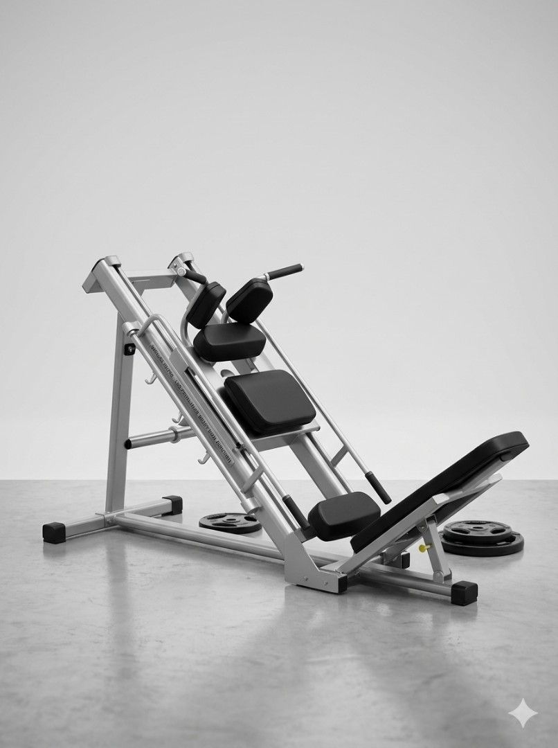 Impulse Fitness IFLPHS Leg Press / Hack Squat (Category: Cardio & Fitness Machines) located in Caloocan City. Submitted by fitness.source.ph (Listing ID 1466571063, Image 1). Description: Impulse Fitness dual function machine. Handles both leg press and hack squat exercises. Heavy-duty commercial build. Plate loaded system. Targets lower body muscles like rectus femoris and vastus lateralis. Black leather and PVC upholstery on silver steel frame.