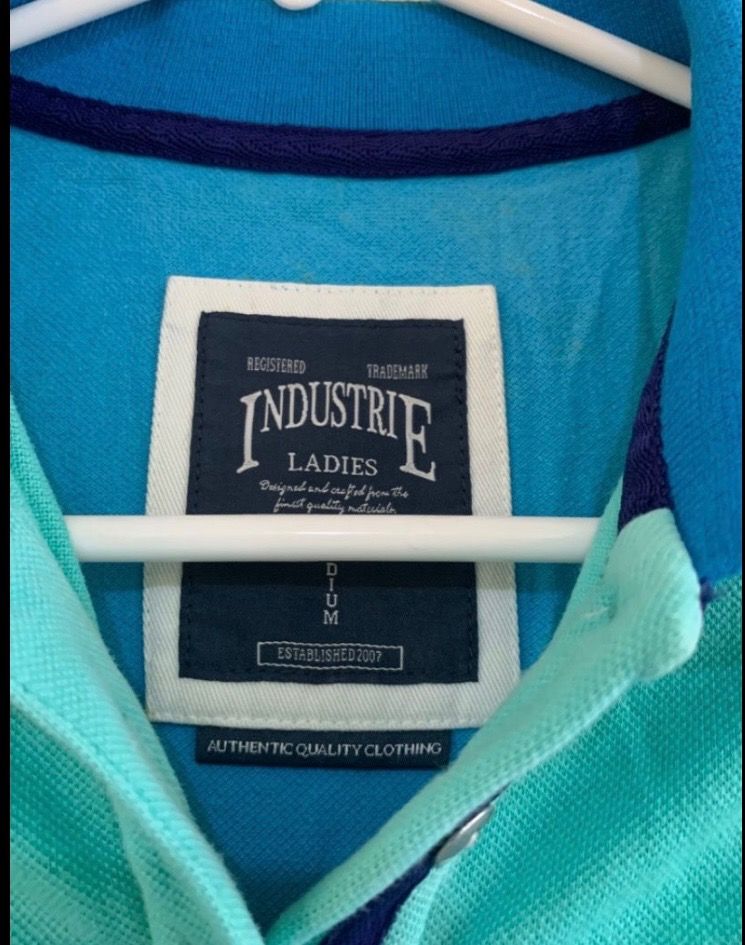 Industrie Poloshirt Womens (Category: Blouses) located in Valenzuela. Submitted by clickandshoppreloved (Listing ID 1466623761, Image 3). Description: Industrie Poloshirt Womens Onhand, Original Medium Ontag, (24L x 15W) Color : Striped BlueGreen (Excellent Condition, Good As New).