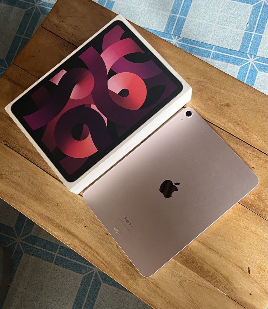 iPad Air 5th Generation (M1) (Category: iPad) located in Adams. Submitted by princess.maggie (Listing ID 1466690269, Image 2). Description: Pink iPad Air 5th Generation (M1) - complete with box and cases but no charger. - 64GB storage - in good condition pa naman ang iPad (no dents) - 90% battery health (201 CC) via 3UTools - ISSUE: WHITE SPOT (Common Issue sa mga Air). BIGLA NALANG SIYA NAG POP UP AND LUMAKI BUT IT DOESNT AFFECT THE PERFORMANCE 