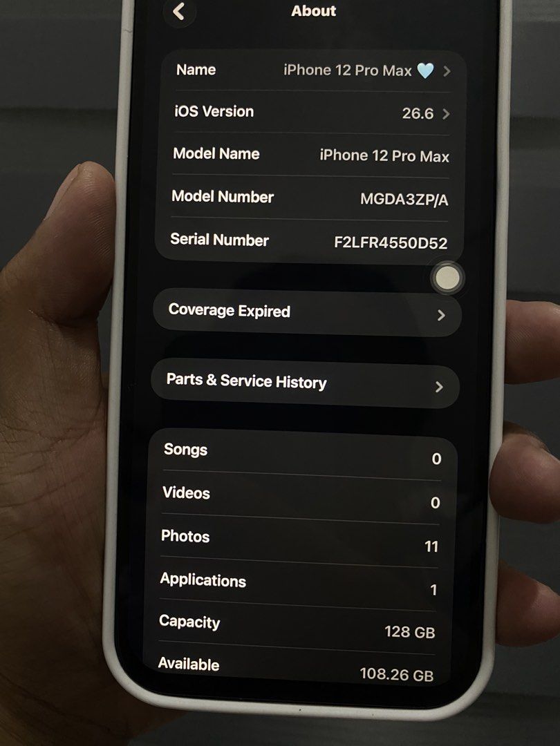 iPhone 12 Pro Max 128GB |SMART/TNT locked|Pacific Blue| 100% BH (Category: iPhone 12 Series) located in Manila. Submitted by items_by_sab (Listing ID 1466712986, Image 2). Description: 📲 iPhone 12 Pro Max |128GB| Pacific Blue 💙 Please read the details of the unit before messaging me,Thank you! DETAILS: • ZP/A variant ✨ • Smart locked • 128GB storage • 100% Battery Health 🔋 • NTC APPROVED • With Face ID • With True Tone • Presentable&Smooth Per