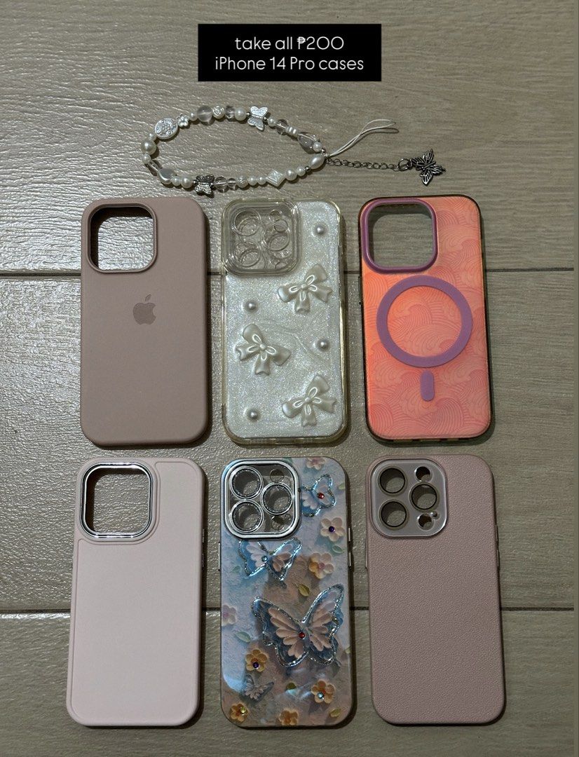iPhone 14 Pro cases (Category: Cases & Sleeves) located in Mandaluyong City. Submitted by ireneangelinee (Listing ID 1466614257, Image 1). Description: Bundled price: ₱200.
