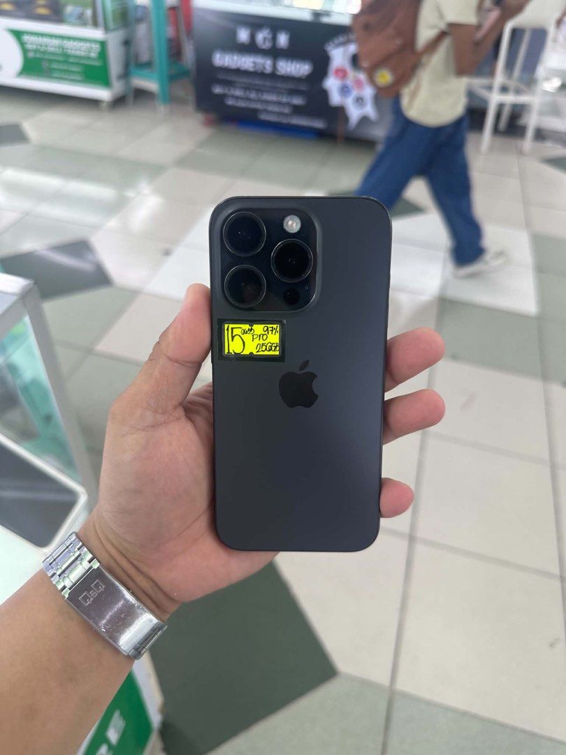 IPhone 15 Pro 256GB 97BH no issues Openline NTC approved (Category: iPhone 15 Series) located in San Juan City. Submitted by najihahtelecomshop2018 (Listing ID 1466680302, Image 1). Description: Legit Store | Original unit FOR SALE | TRADE / SWAP ▫️INSTALLMENT thru: 🔸Credit Card (straight / installment) 🔸Ggives / Gcredit + 6% interest 🔸Spay Later + 6% interest (RFS: Buy and Sell any kinds of Gadgets) Description: iPhone 15 Pro 256GB ( other GB
