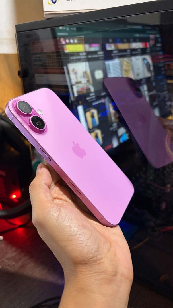 IPHONE 16 (10 mos old) (Category: iPhone 16 Series) located in Manila. Submitted by gladysshanee (Listing ID 1466722250, Image 1). Description: NO ISSUE (unli inspect) -Model: iPhone 16 - Color: Pink - Storage: 128 GB - Age: 10 months old - Condition: Pre-loved, well-maintained with clean body, buttons, and charging port - Design: Sleek matte pink finish with dual rear cameras.