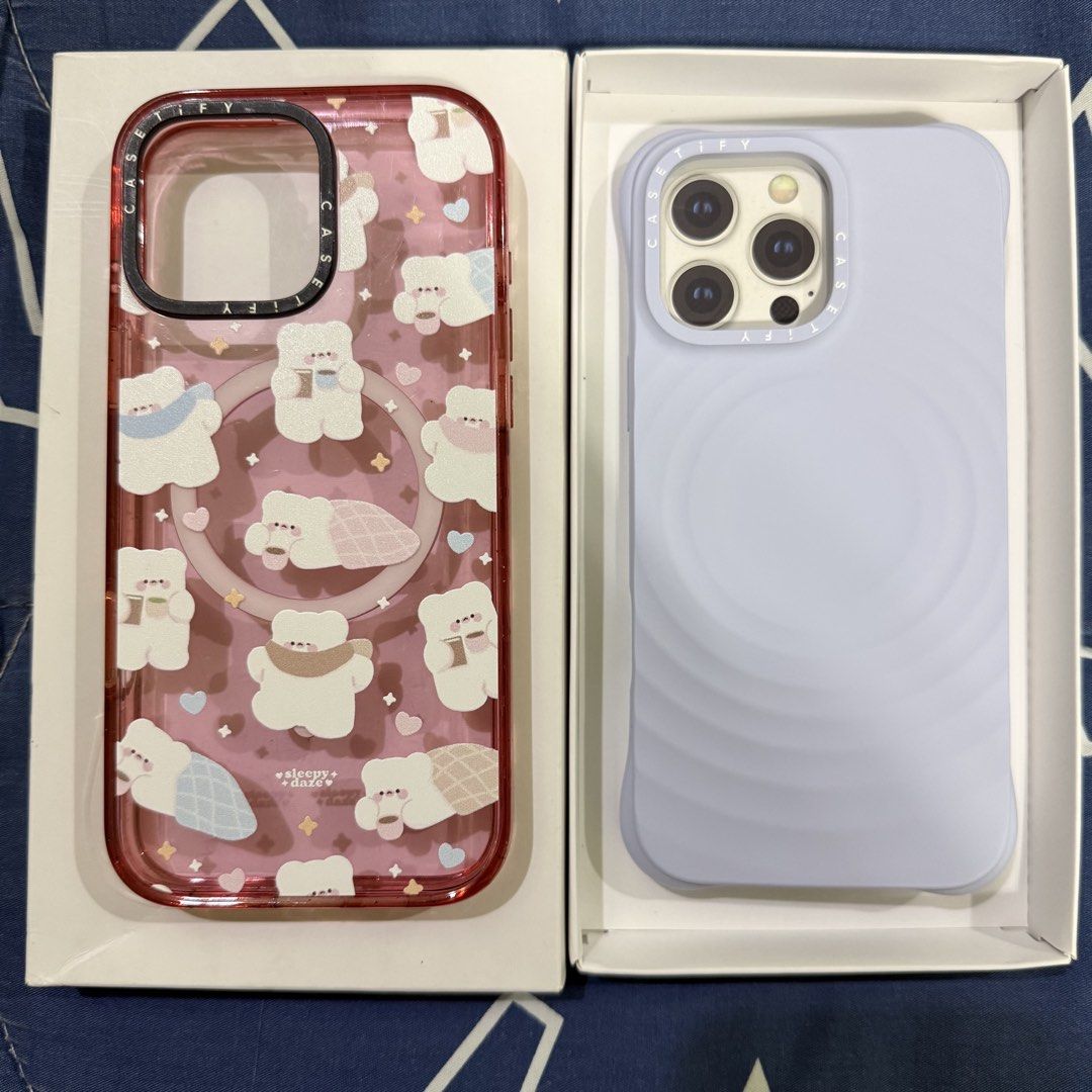 iPhone 16 Pro Max Cases (Category: Cases & Sleeves) located in Las Pinas. Submitted by nicoleapd (Listing ID 1466613964, Image 1). Description: Casetify Ripple Periwinkle - ₱2,300 Complete with box, good as new Casetify Sleepy Daze - ₱1,000 No box, good condition Isla Rae - ₱500 Used twice only, good as new Take all for ₱3,000 .
