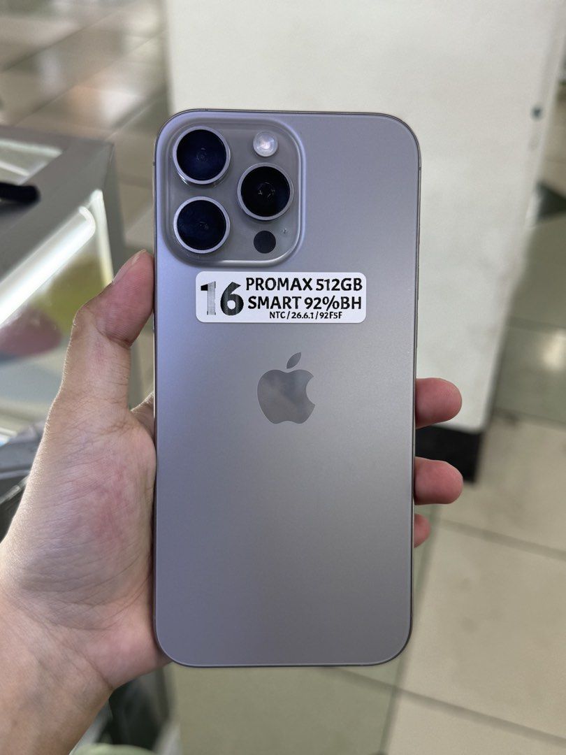IPHONE 16 PROMAX 512GB 92%BH SMARTLOCK (Category: iPhone 16 Series) located in San Juan City. Submitted by aynaagadgets (Listing ID 1466585032, Image 1). Description: IPHONE 16 PROMAX 512GB SMARTLOCK OCTOBER 2026 STALL #: XB-07 FOR SALE | TRADE / SWAP PASS SA MGA SCAMMERS / THIRD PARTY (RFS: Buy and Sell) ⬇️DETAILS⬇️ •512 GB (Other storage is also available) •Natural (Other color is also available but price may vary) •92%bh •NTC Variant •95% Smoo