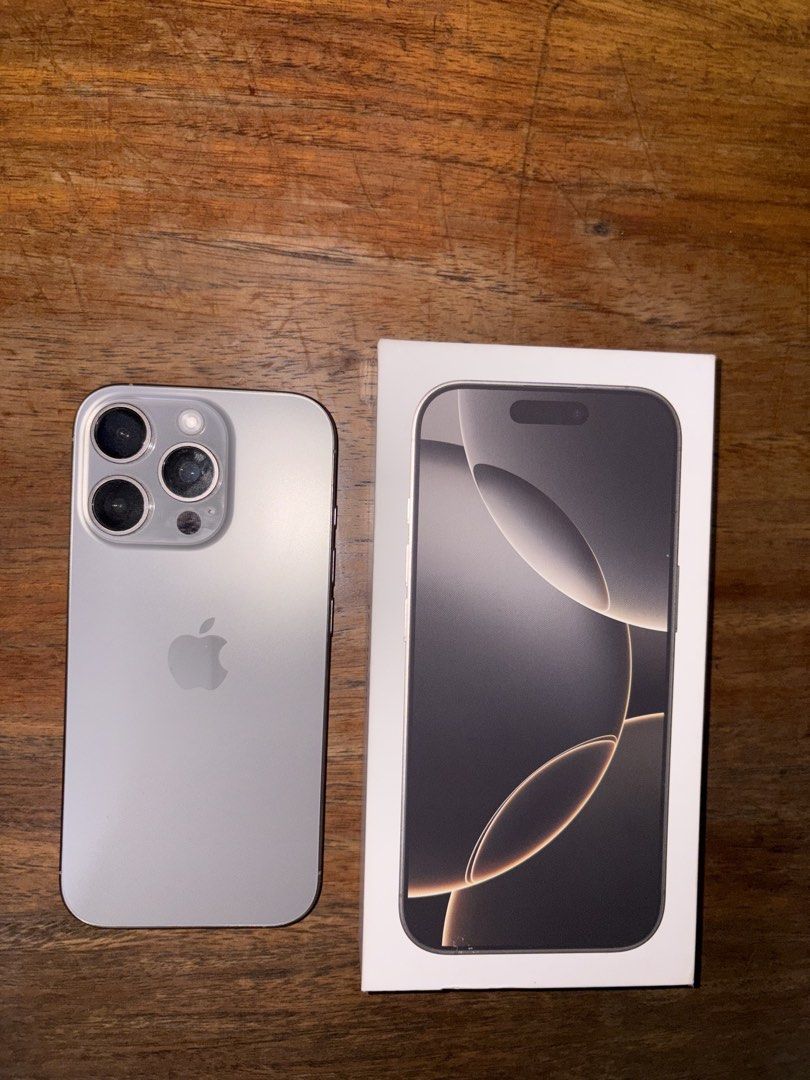 Iphone 16pro 128gb (Category: iPhone 16 Series) located in Los Banos. Submitted by ukaynidizkie (Listing ID 1466720382, Image 2). Description: Pre-owned Color: Natural Titanium Storage: 128gb Batt Health: 88% Makinis No scratches No dents.