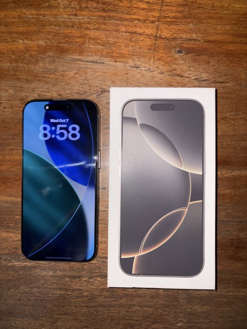 Iphone 16pro 128gb (Category: iPhone 16 Series) located in Los Banos. Submitted by ukaynidizkie (Listing ID 1466720382, Image 1). Description: Pre-owned Color: Natural Titanium Storage: 128gb Batt Health: 88% Makinis No scratches No dents.