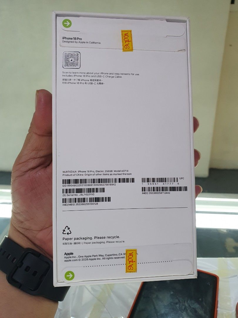 Iphone 18pro Glacier 256gb brandnew (Category: Other Mobile & Gadget Accessories) located in San Juan City. Submitted by chelle.celino (Listing ID 1466624803, Image 2). Description: iphone 18pro Glacier 256gb brandnew sealed all original 1year warranty apple And my physical store we accept trade in and credit card installment call or txt 09279944333.09353229255 we do meet up cash on delivery pick up store grenhills shopping center we do meet up c