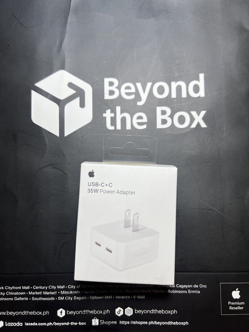 iPhone 35W Dual USB-C Port Power Adapter (Category: Cables & Adaptors) located in Manila. Submitted by jmph_ (Listing ID 1466764509, Image 3). Description: iPhone 35W Dual USB-C Port Power Adapter ✔️ 35W Fast Charging ✔️ Dual USB-C Ports ✔️ Charge two devices simultaneously ✔️ Compatible with iPhone, iPad, AirPods, and other Type-C devices ✔️ Compact and convenient for travel, home, or office ✔️ Reliable everyday charging 📦 Brand New & Ready to 
